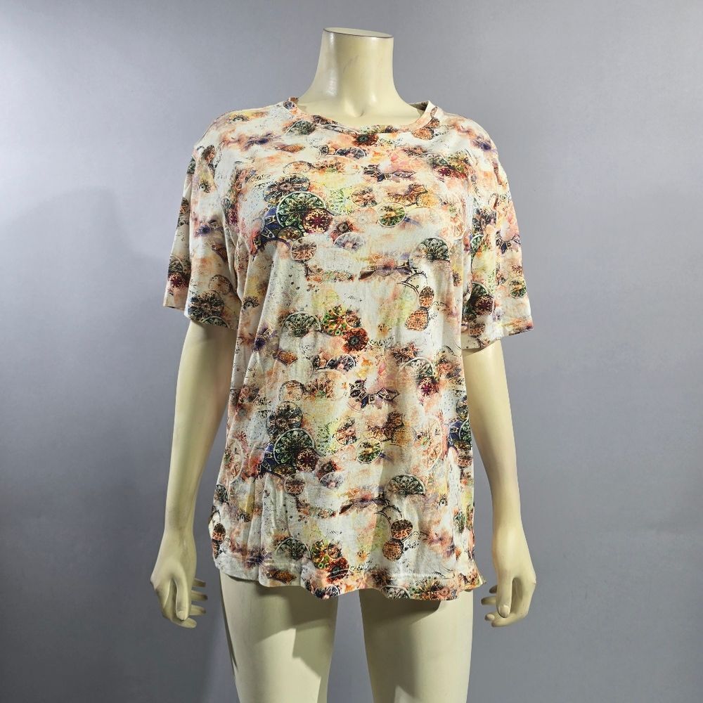 Robert Graham Cream and Brown Short Sleeve Relaxed T-Shirt 5